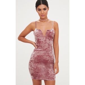 SEXY Crushed Pink Velvet Bodycon Dress